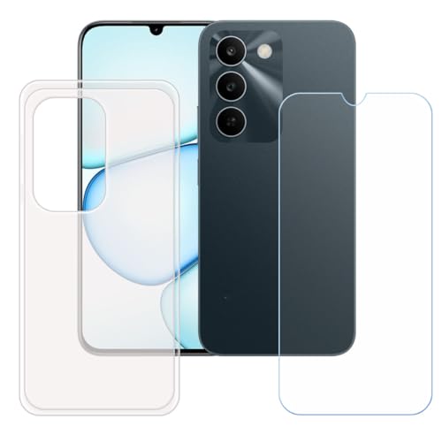 LCEHTOGYE �K�p Realme C83 5G +�����K���X�X�N���[���v���e�N�^�[�p�P�[�X�A�K�p Realme C83 5G (6,8")�ƌ݊����̂��锼�����̃\�t�gTPU�V���R���Q���P�[�X�ی�J�o�[