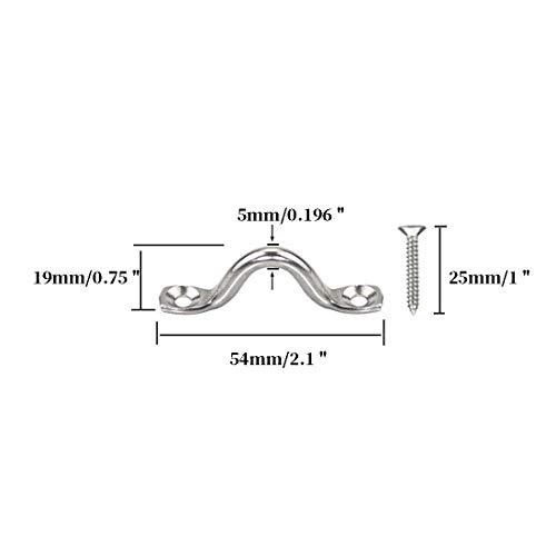 Hamineler 22Pcs M5 316 Stainless Steel Eye Straps Ceiling Wall Mount U Hook with Screws