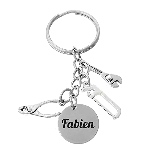 Porte-clés Bricoleur Outils Pince Scie Et Clé à Molette Argenté Gravure Personnalisée sur Médaille Cover