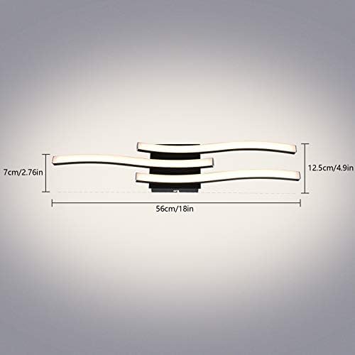 HUOKU Curved LED Ceiling Light 3 LED Boards 3000K Warm White Ceiling Light Fitting 18W 1610Lm Modern Design Flush Ceiling Light for Bedroom, Living Room Hallway & Kitchen Blushed Black