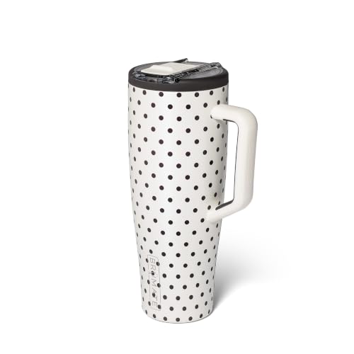 Image of BruMate Era Flip 40oz Tumbler with 100% Leakproof Covered Straw Lid | Hygienic Covered Straw | Insulated Stainless Steel Water Bottle with Handle | Cup Holder Friendly | BPA-Free (Polka Pearl)