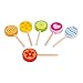Goki 51554 Lollies Set of 6 Colourful Wooden Lollies, Accessories for Play Kitchen and Shop