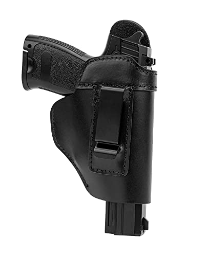 Gun Holster Genuine Leather Appendix Carry Holster For Glock For S&W M&P Shield | Glock 17 19 22 23 32 33 43 | Springfield Xd & Xds | And Similar Sized Handguns Concealed Carry Holster For Men Black #TOP6