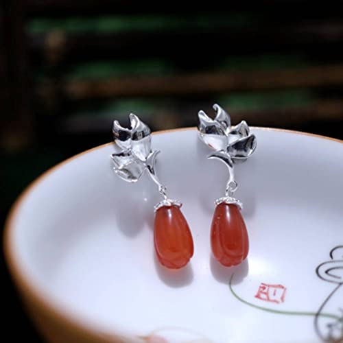 Boucles d'oreilles Agate fleur de Magnolia argent S925, le cadeau idéal