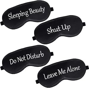 Shuddh Kaaya Slogan Printed Sleep Eye Mask (Pack of 4) - Funny Blackout Blindfold Set with "Sleeping Beauty", "Shut Up", "Do Not Disturb", & "Leave Me Alone" - Soft Breathable Travel Eye Covers for Men & Women-image-17