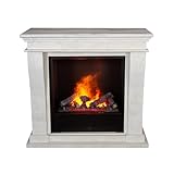 Consommation : 200 W Xaralyn Kreta Mini Cheminée Ëlectrique Avec Cassette 600 - Habillage De Cheminée En Pierre Naturelle Blanche Brute - Cheminée À Vapeur D\'Eau