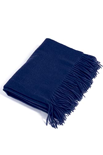 Fishers Finery 100% Pure Cashmere Throw Blanket with Gift Box (Navy)
