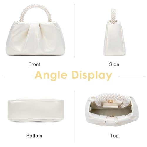 Image of PALAY Sling Bag for Woman Small Evening Purse Handbags Soft Leather Ruched Bag Bridal Clutch Party Prom Crossbody Purses