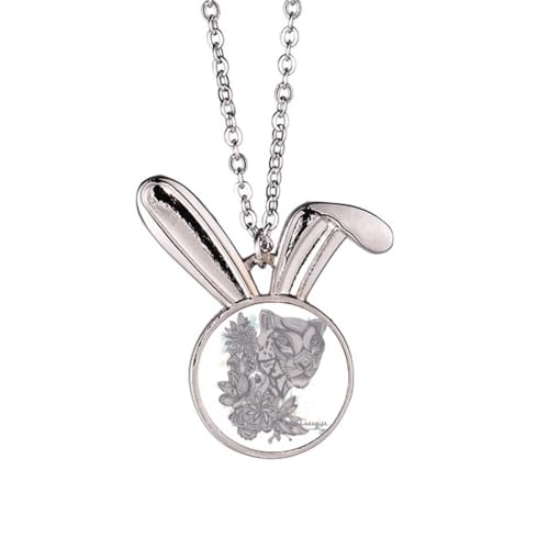 Collier lapin avec motif léopard aux finitions graphiques détaillées