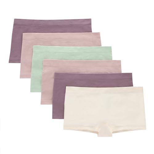 Hanes Girls' Boyshort Underwear, Seamless Comfort Tween Panties, Fashion Assorted, 6-pack