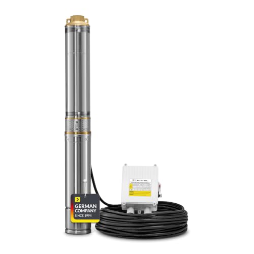 TROTEC Bomba para pozo profundo TDP 5500 E, Capacidad de bombeo: 6000 l/h, Profundidad máxima de inmersión: 20 m, Carcasa De Acero Inoxidable, IP68
