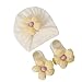 Color Turban Hat Toddler Flower Charm Headscarf Caps Stylish Girls Bonnet Caps Fashion Headwear with Socks Tu Beige