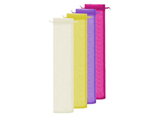 Lote de 100 Bolsas de Tull Lisas (Colores a Elegir). Complementos. Detalles de Bodas y Eventos. 7 x 28 cm (Beige)