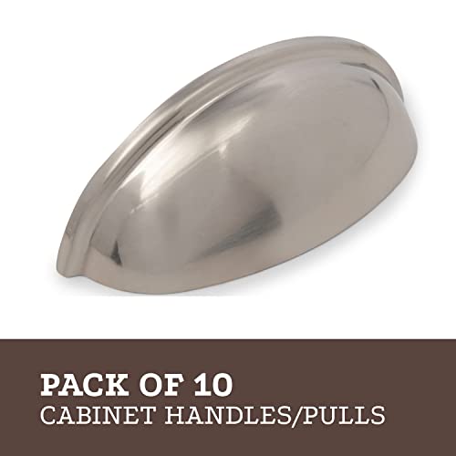 Wood Grip Aviano Collection - Modern And Sleek Cabinet Hardware Cup Pull (Satin Nickel) #TOP1
