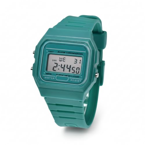 BDM   Reloj clásico Casiopea Original para Hombre Mujer, niña o niño de Pulsera Digital con Alarma. Un Regalo Vintage.   Verde mar