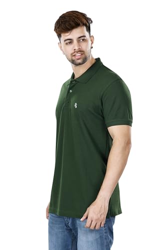 Image of KAUS & SHAN Men's Pure Cotton Regular Fit Solid Half Sleeve Casual & Semi Formal Office Wear Polo T-Shirt