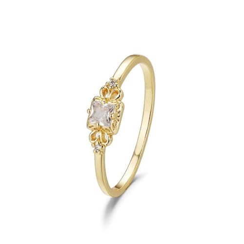 Tolldek Anillo de oro amarillo Au 375/585/750 para parejas, flores solitarias con moissanita, anillo de compromiso real de oro de 9 K/14 K/18 K, talla 47-65, Oro amarillo de 18 quilates (750