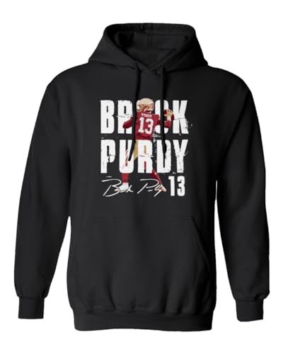 superhotapparel San Francisco Quarterback Football Player Purdy Unisex Hooded Sweatshirt, Black, Large