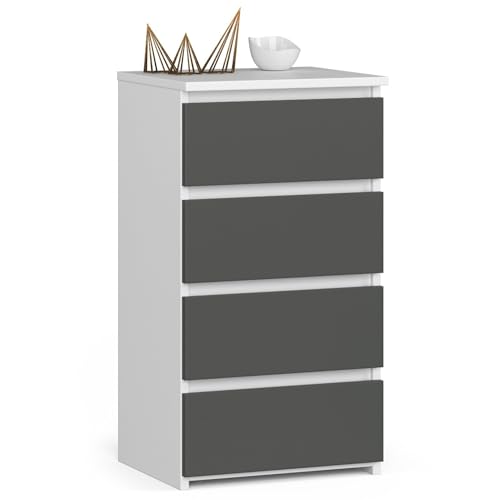 AKORD | Commode | Tiroirs | Tiroirs à roulettes | Fonctionnel | Idéal en Set | Robuste | Design Universel | Blanc | Gris Graphite