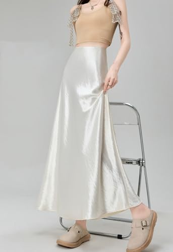 Women’s Satin Mermaid Maxi Skirt Elastic High Waist Elegant Fishtail Bodycon Cocktail Party Long Skirts3