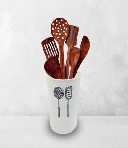 Image of COVETKART Utensils Holder For Kitchen Metal Cutlery Holder For Kitchen Dining Table Counter Top Single Compartment Able For Forks, Knives, Spoons Holder Organizer Basket Cutlery Holder, White
