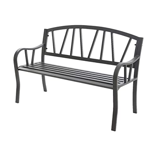 Kaemingk Garden Bench 2 Seater Steel Grey/Anthracite-image