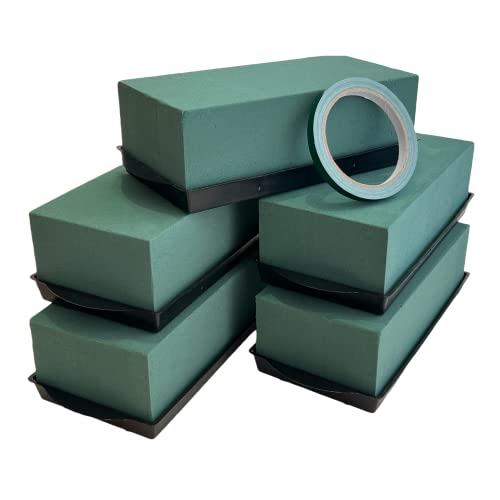 5 x Wet Flower Foam Flower Stones with Water Bowls - Oasis Sponge Block for Weddings and Florist Flower Arrangements - Perfect for Fresh Flowers and DIY Craft Supplies