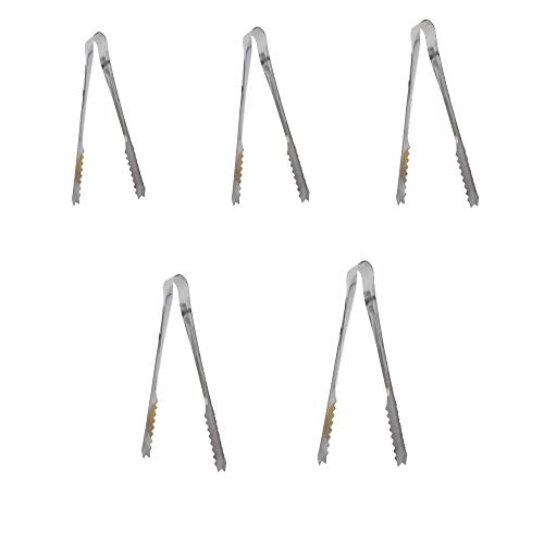 Kaptin - Pinzas de hielo de acero inoxidable (5 unidades, 15 cm, para alimentos, dulces, dulces, café, pan, tartas, bodas, bares, fiestas, cocina, etc.