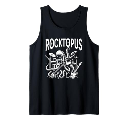 Rocktopus Rocking Octopus Funny Rock Music Band Pun Music Tank Top