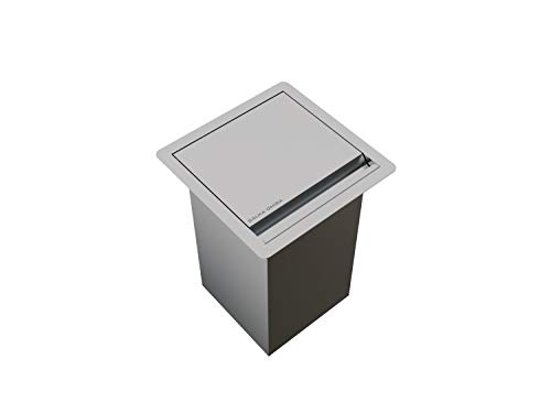 Lixeira de Embutir Quadrada Aço Inox para Bancada 3,9 Litros