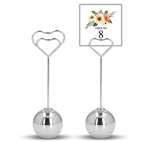 Cyrank Portacarte da 2 Pezzi Portanumero da Tavolo Portacarte con Nome da Tavolo, Portafoto da Tavolo(d'Argento)