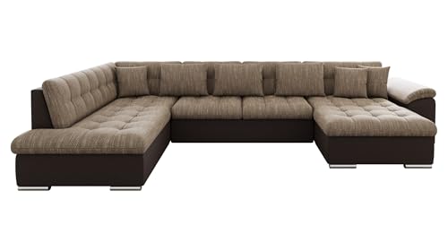 Mirjan24 Eckcouch Ecksofa Niko, Design Sofa Couch mit Schlaffunktion U-Sofa Große Farbauswahl Wohnlandschaft (Ecksofa Rechts, Soft 066 + Lawa 02)