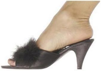 Women's Shoes 2.5 Inch Heel Satin Maribou Slippers (Black;6)