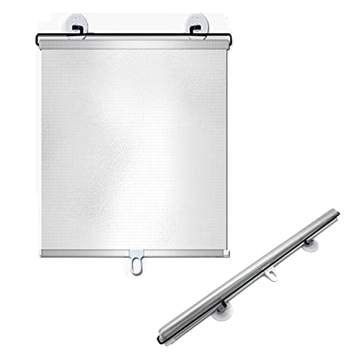 Estor Opaco con Ventosas Sin Taladrar para Ventana, Estor Enrollable Retráctil de Privacidad con Protección UV para Puerta de Cristal, Baño, Cocina, Oficina y Casa(68x125cm)