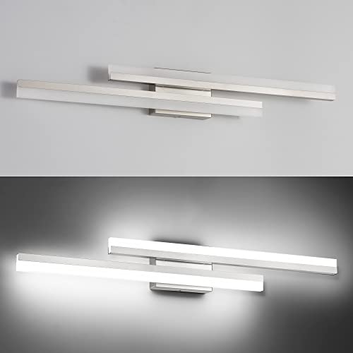 Image of PRESDE 32 Inch LED Bathroom Vanity Light Bar, Modern Brushed Nickel Wall Lighting Fixture Over Mirror 3CCT