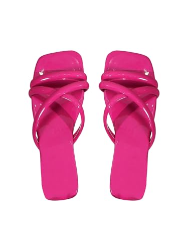 GORGLITTER Women's Criss Cross Strappy Flat Sandals Square Open Toe Dressy Summer Vacation 2025 Slip on Slide Shoes