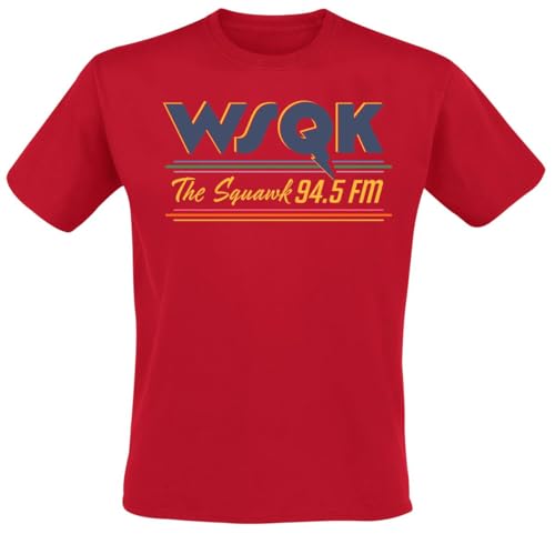 T-Shirt Stranger Things 5 Homme Rouge WSQK 94.5 FM