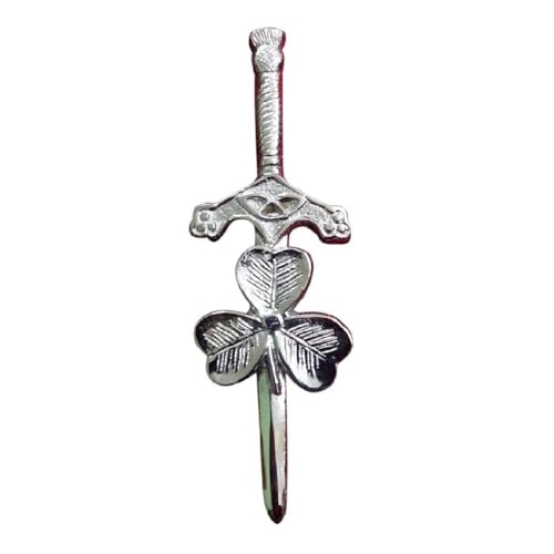 Shamrock Pin 3.5 Cromo - Accesorio de falda escocesa irlandesa