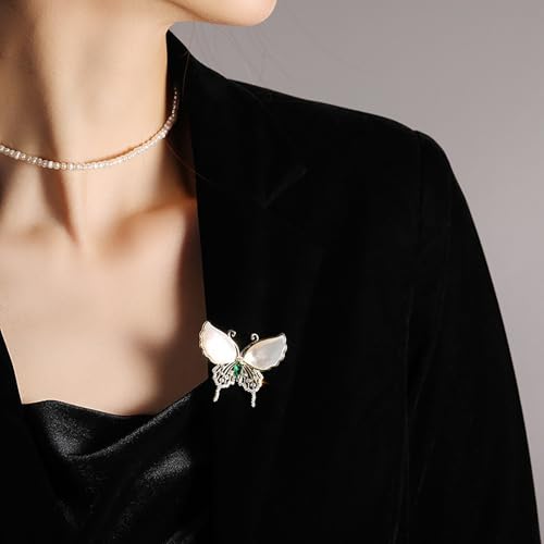 Image of Butterfly Rhinestone Brooch Pin for Women White Cartoon Animal Lapel Pins Fashion Jewelry Accessories for Women Gift