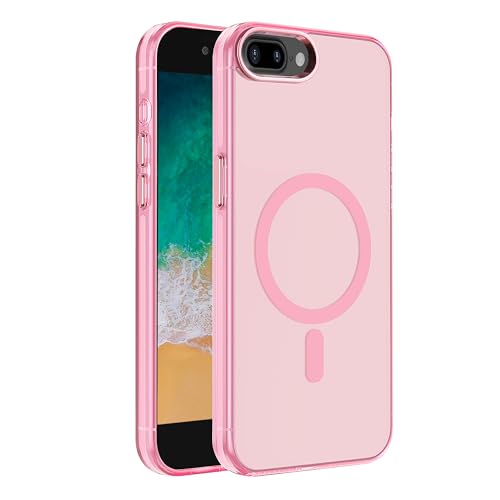 S. Tedazo Magnetic Case for iPhone 7/8 Plus (5.5 inch) Compatible with Magsafe,[Not Yellowing] Slim Thin Shockproof iPhone 7 Plus & iPhone 8 Plus Case-Pink