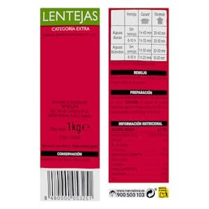 Lenteja Hacendado categoría extra Paquete 1 kg Pack 2
