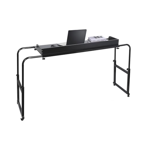 Hilberiazel Overbed Table, Bed Desk Over Bed Table, Overbed Desk Standing Workstation Laptop Cart, Queen King Size Over The Bed Table, for Laptop, Black