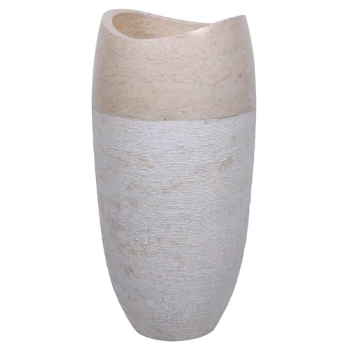 Lavabo totem arrotondato in marmo crema Ø40 cm PGT-G CREAM - L 40 x L 40 x H 90 cm