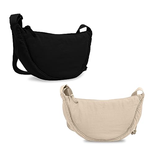 Image of Nylon Crescent Crossbody Bag for Women Purses Trendy Men,Small Travel Sling Bag Hobo