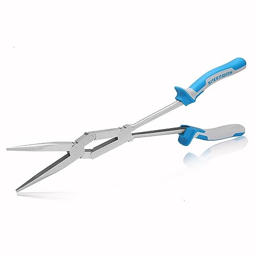 Image of SPEEDWOX 13 Inch X-Type Long Nose Pliers, Double-Joint Extra Long Nose | Double-Joint, Extended Reach, Dual Pivot, Extra Long Needle Nose Wire Wrapping for Hard-to-Reach Spaces TPR Handle
