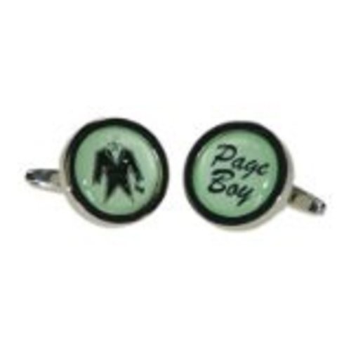 Mancuernillas para hombre Page Boy redondas verdes miniatura 1