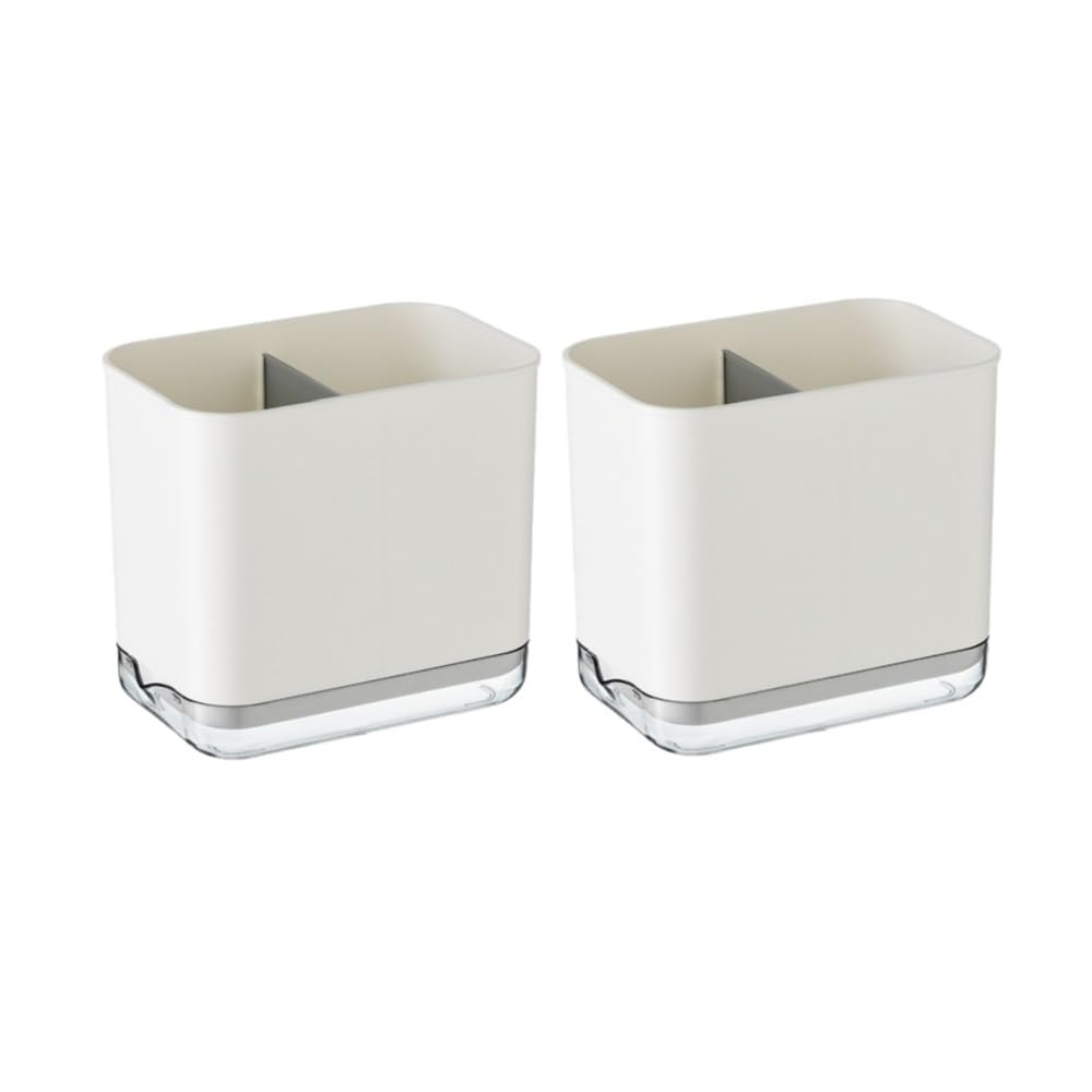 E7v2t9k6 White Cooking Utensil Holder Kitchen Utensils Holder For Countertop Pack Of 2, Multifunction Utensil And Decor Crock Cutlery Organizer(White)
