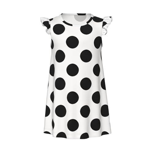 Augenstern Flutter Sleeve Nightgown Pajama Gown Black Polka Dot Easy Pull-On Sleepwear Nightdress