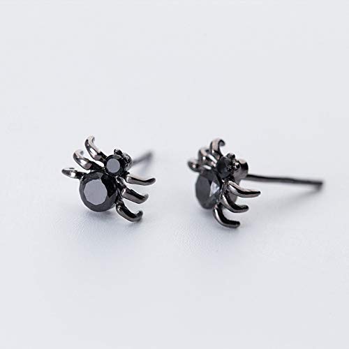 Black Daimond Cz Spider Stud Earrings Sterling Silver For Women Girls Personalized Cool Punk Cubic Zirconia Ear Studs Earring Unisex Trendy Party Fashion Cute Animal Jewelry #TOP2