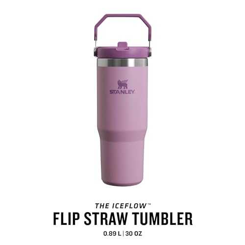 STANLEY Flip Straw Tumbler 1.0 Water Bottle With Straw 0.89L - Keeps Cold For 12+ Hours - Easy To Carry - Dishwasher Safe - Stainless Steel Thermal Flask - BPA-Free Travel Mug - Lilac